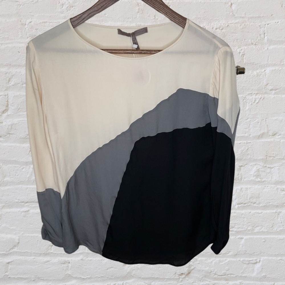Halston Heritage abstract print silk blouse